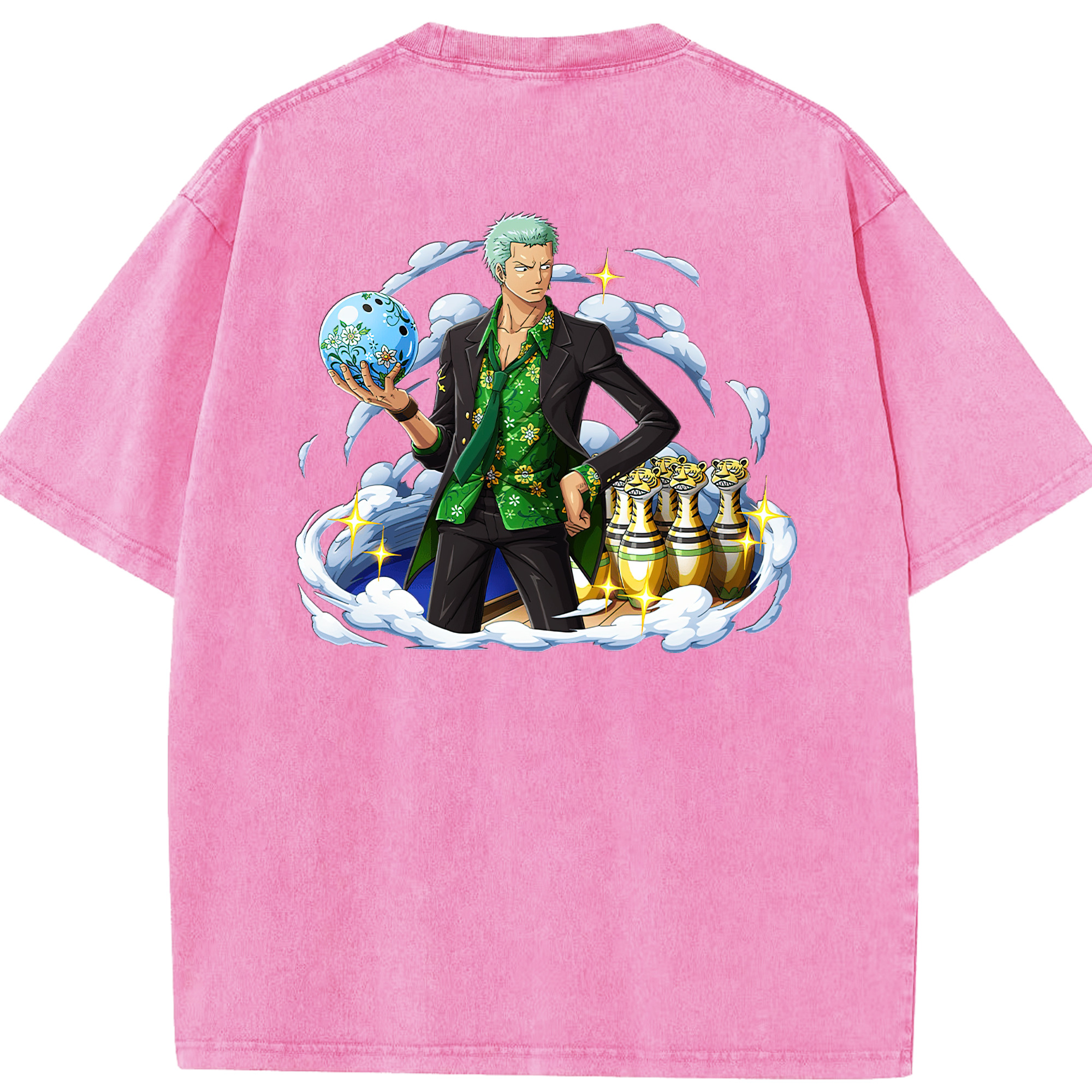 ワンピース ロロノア・ゾロ ONE PIECE Roronoa Zoro 綿100% ヴィンテージ風 半袖Tシャツ（背面プリント）